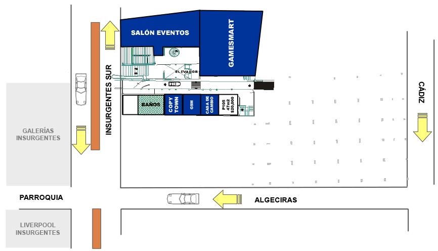Croquis nivel semisótano plaza comercial "Centro Armand"