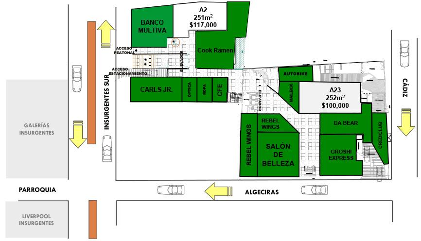 Croquis sexto nivel plaza comercial "Centro Armand"
